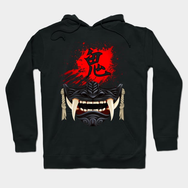 Black Oni Mask - ゴート・オブ・ツシマ - Ghost of Tsushima Demon Mask Hoodie by SamInJapan